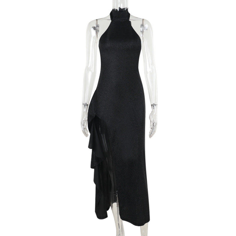 Sequin Halter High-Neck Thigh-Slit Bodycon Gown 7