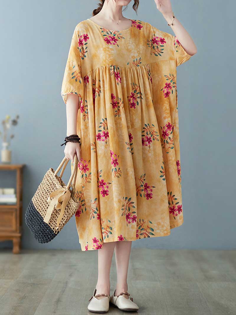 World Around Me Printed Floral Smock Dress - Fashionpara