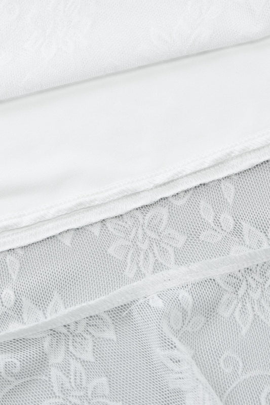 Solid Lace Splice Midi Skirt Set