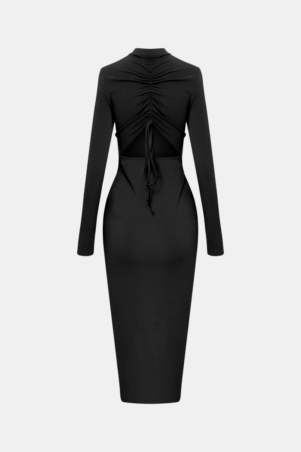Zip Up Cutout Drawstring Detail Dress - Fashionpara