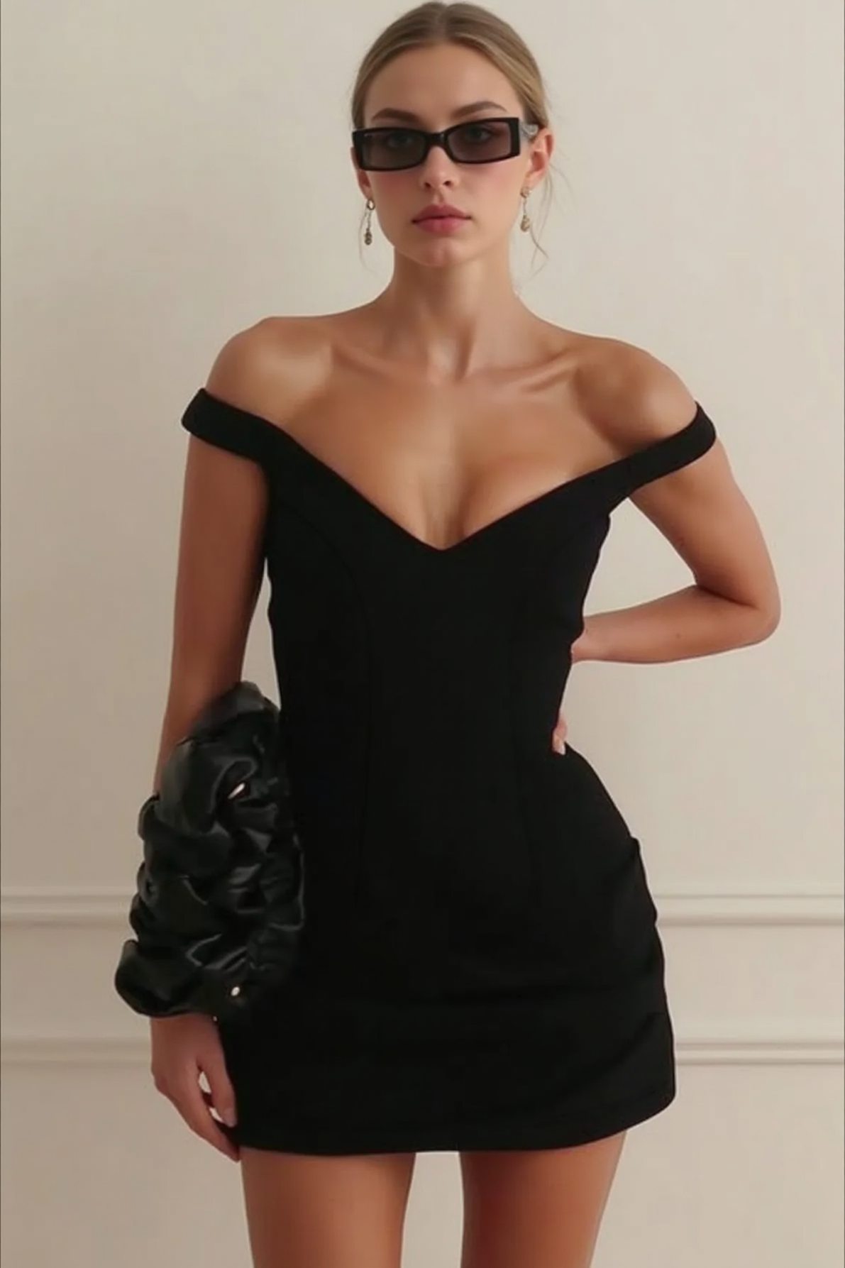 Off Shoulder Deep V-Neck Corset Bodycon Mini Dress