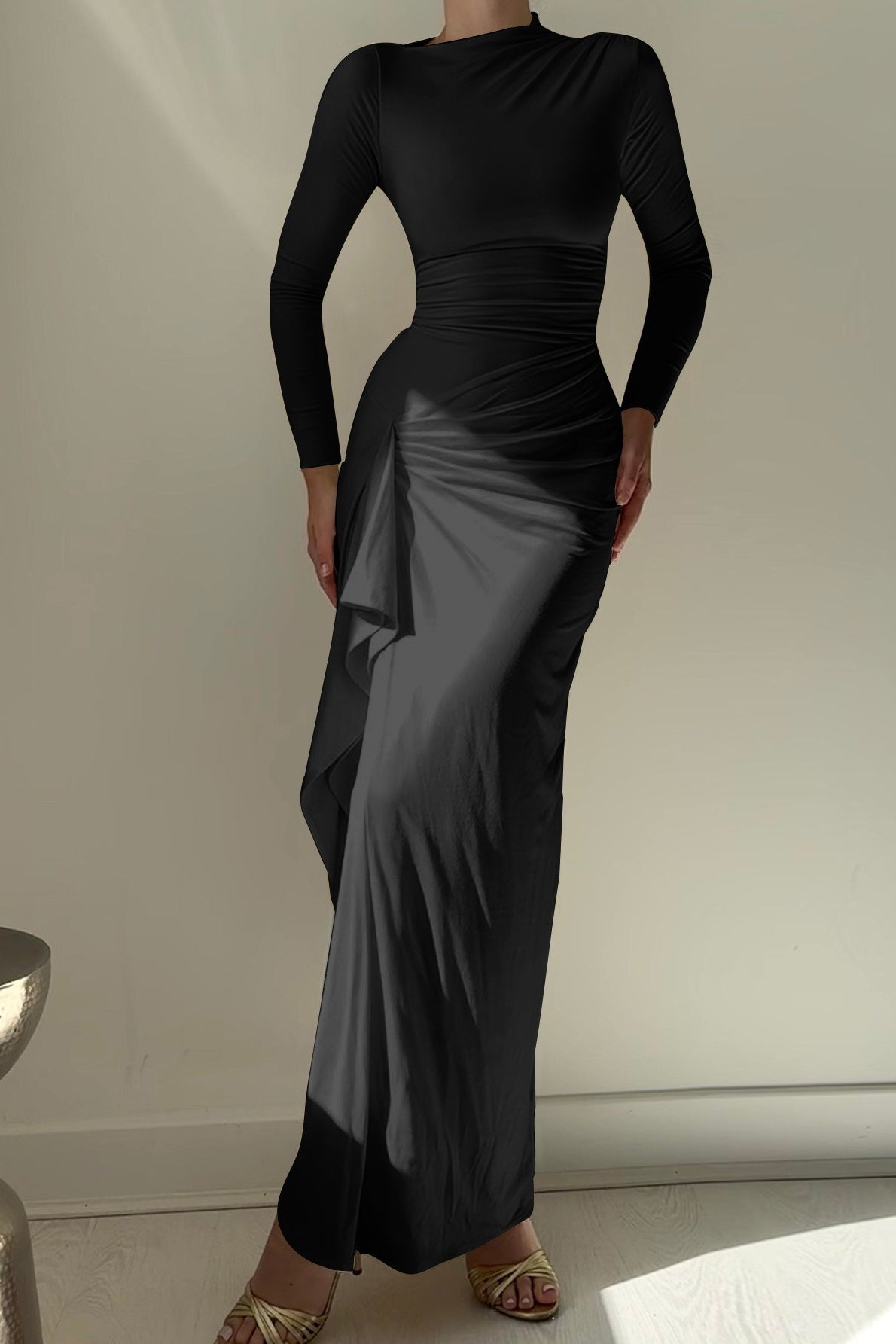 Women's Sexy Crop-Sleeve Maxi Dress
