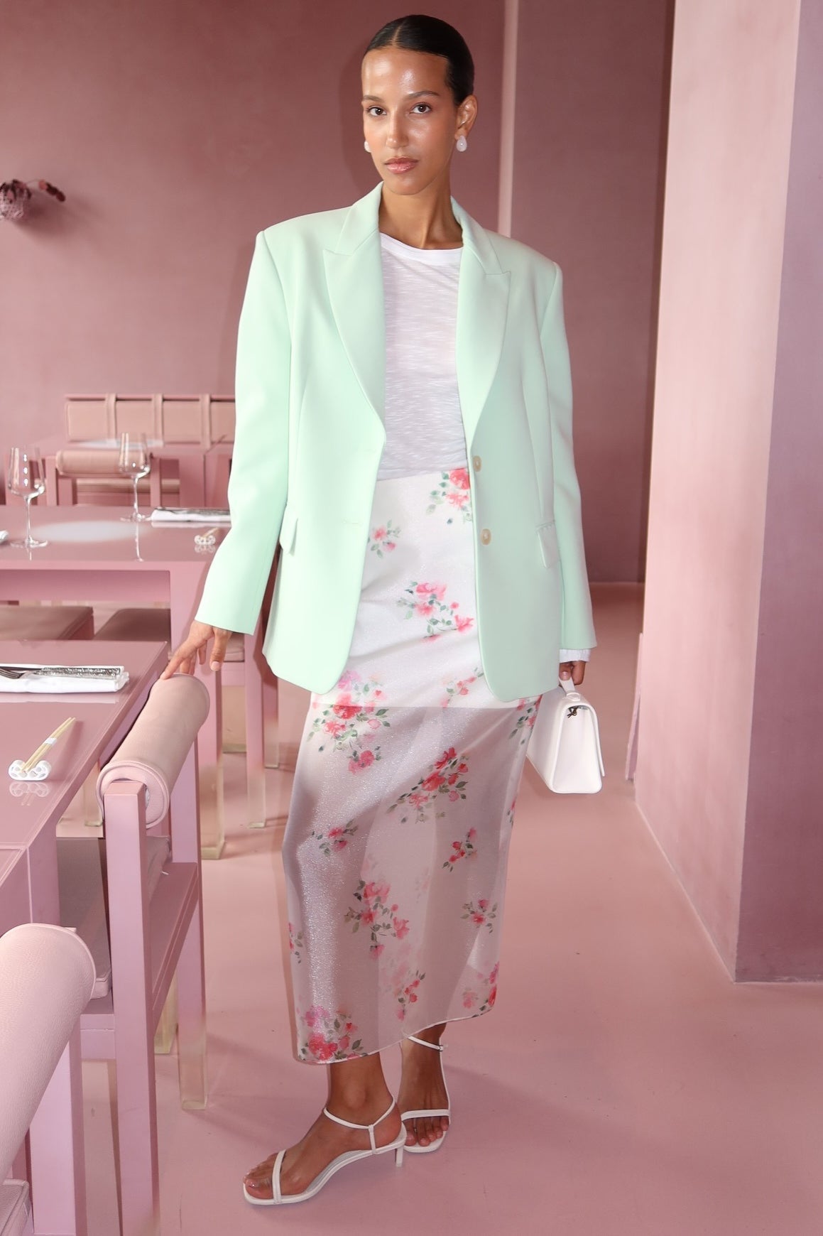 Floral Sheer Side-Slit Maxi Skirt