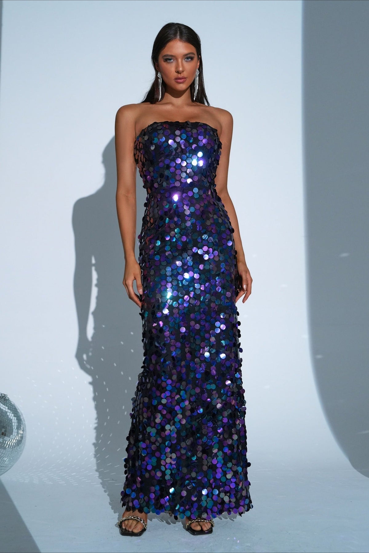 Sequin Strapless Mermaid Maxi Gown