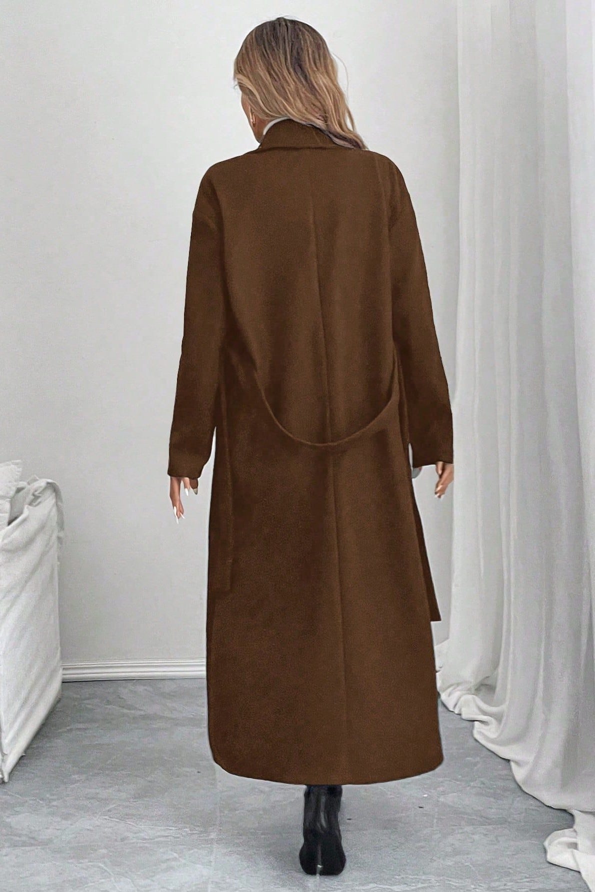 Vintage Oversized Double-Faced Wool Midi Coat for Elegance