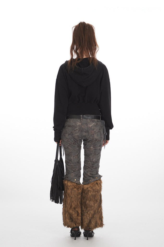 Cropped Zip Up Vintage Hoodie - Fashionpara