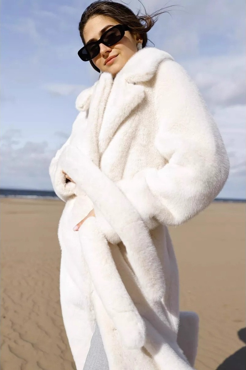 Faux Mink Fur Long Loose Chic Overcoat - Fashionpara