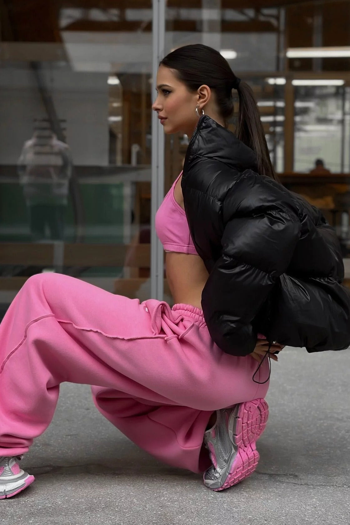 Essential Cropped Puffy Puffer Jacket