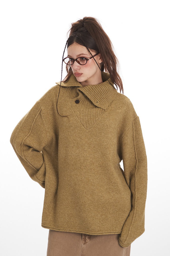 PrincessAce Vintage High Neck Loose Fit Sweater for Comfort