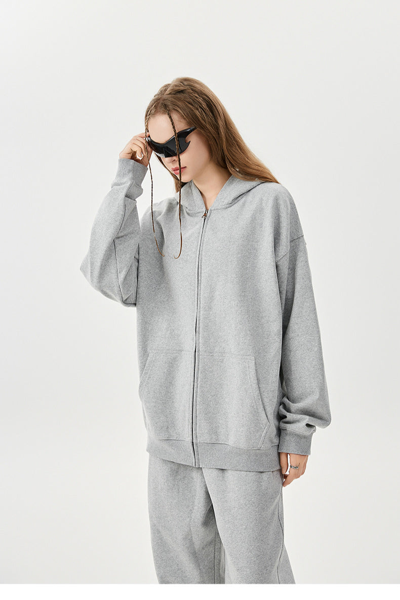 Grey Fleece Zip Up Hoodie