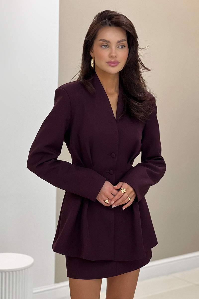 V Neck Waist Detail Blazer