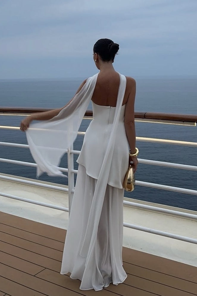 Strapless Scarf Neck High Split Bodycon Maxi Dress - View 3