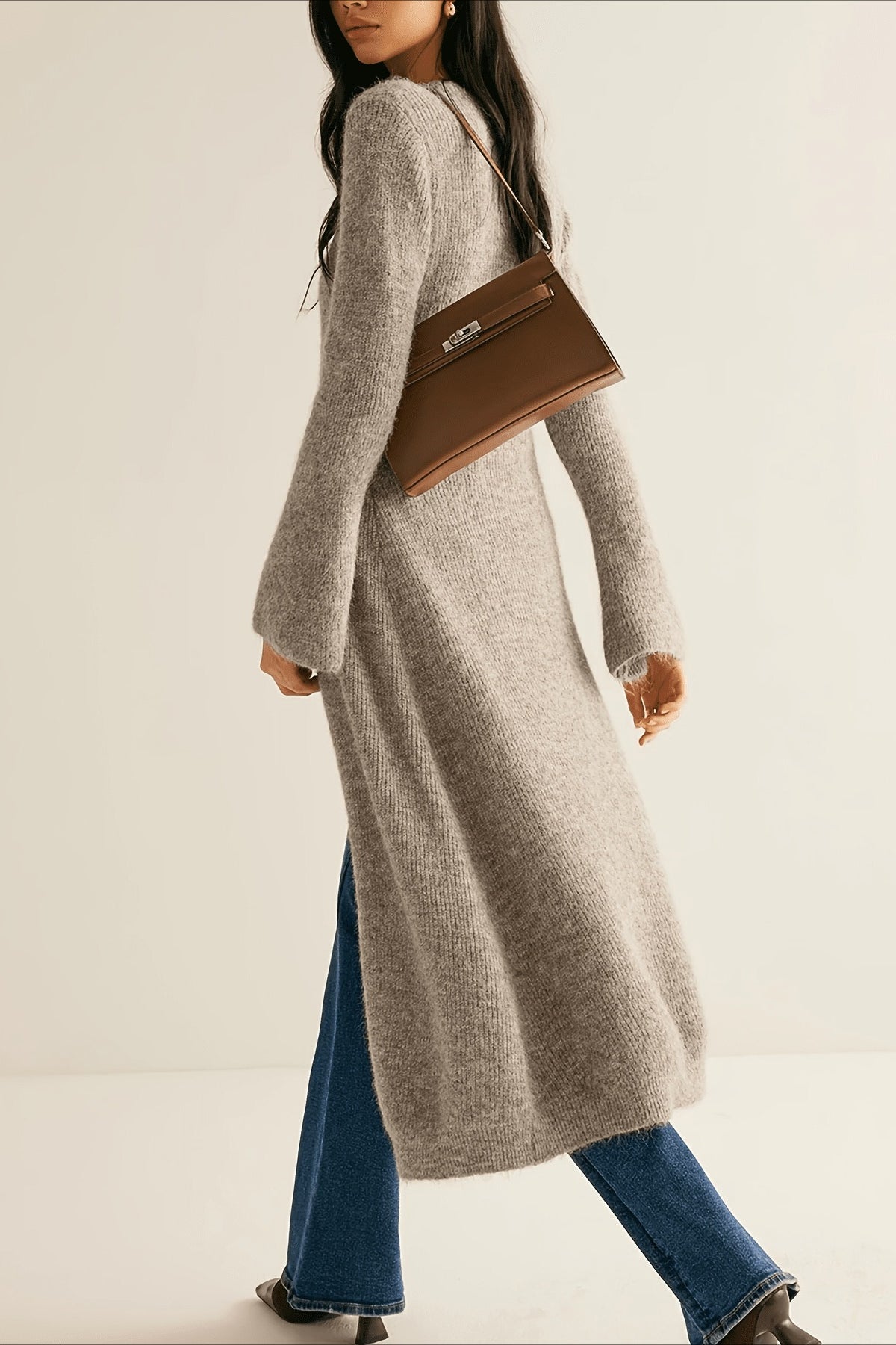 Elegant French Long-Sleeve Knit Cardigan for Chic Style