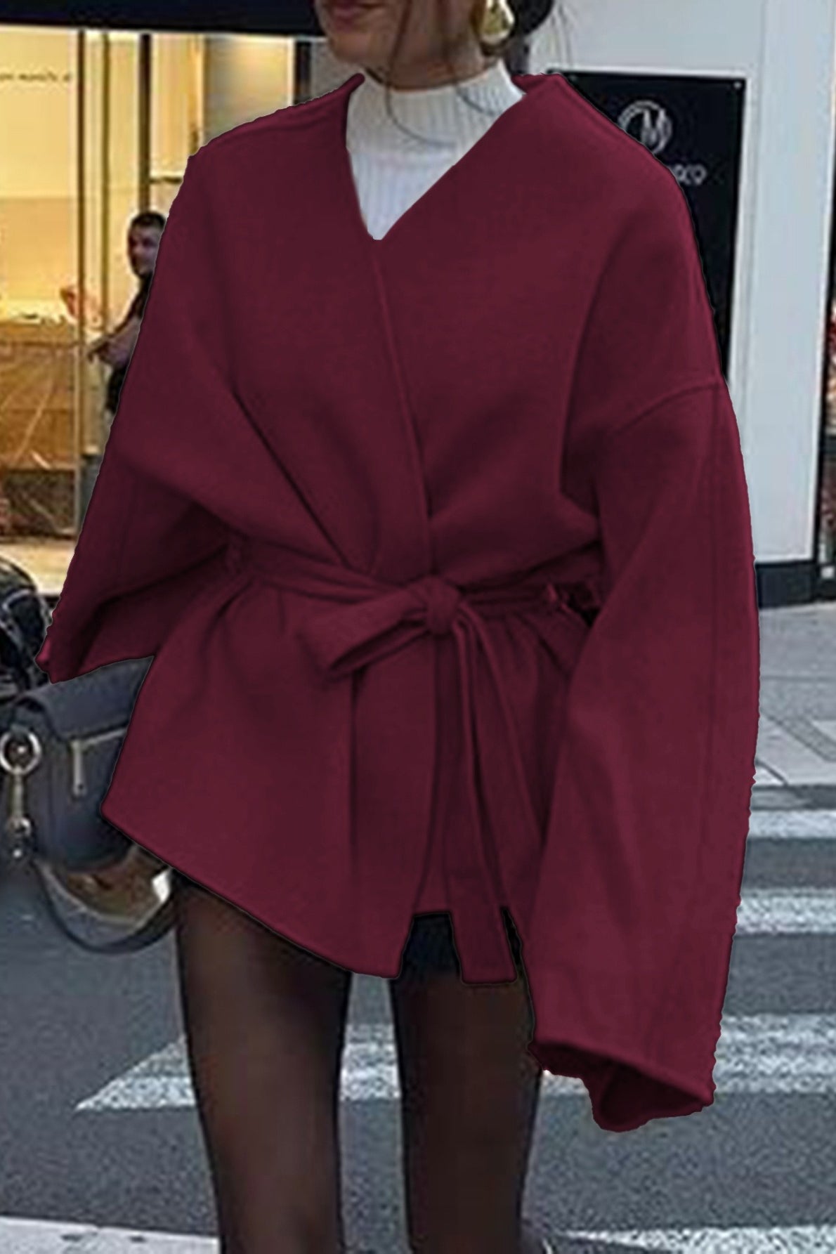 Tailored Long Sleeve Belted Trench Coat - Fashionpara