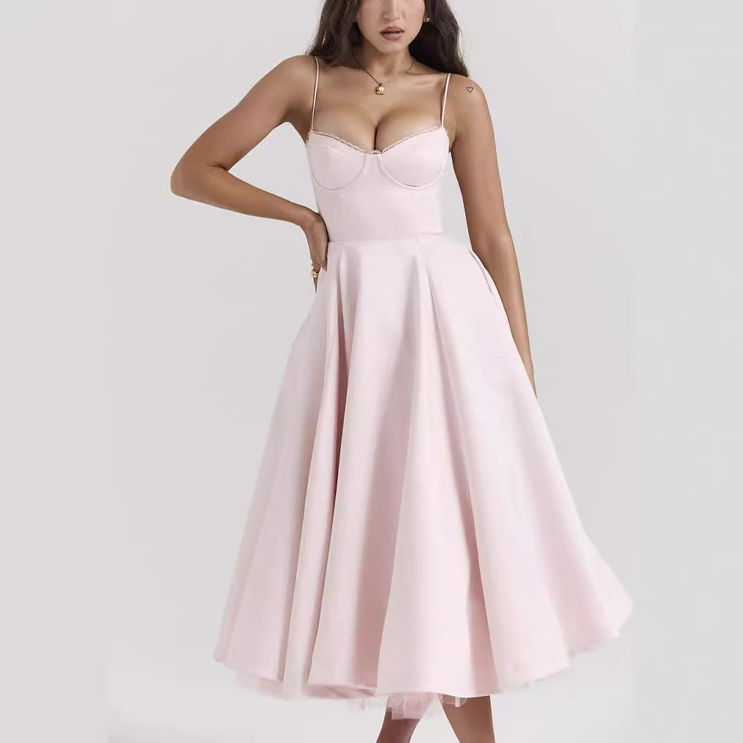 Lace-Draped Off-Shoulder Midi Dress - View 4