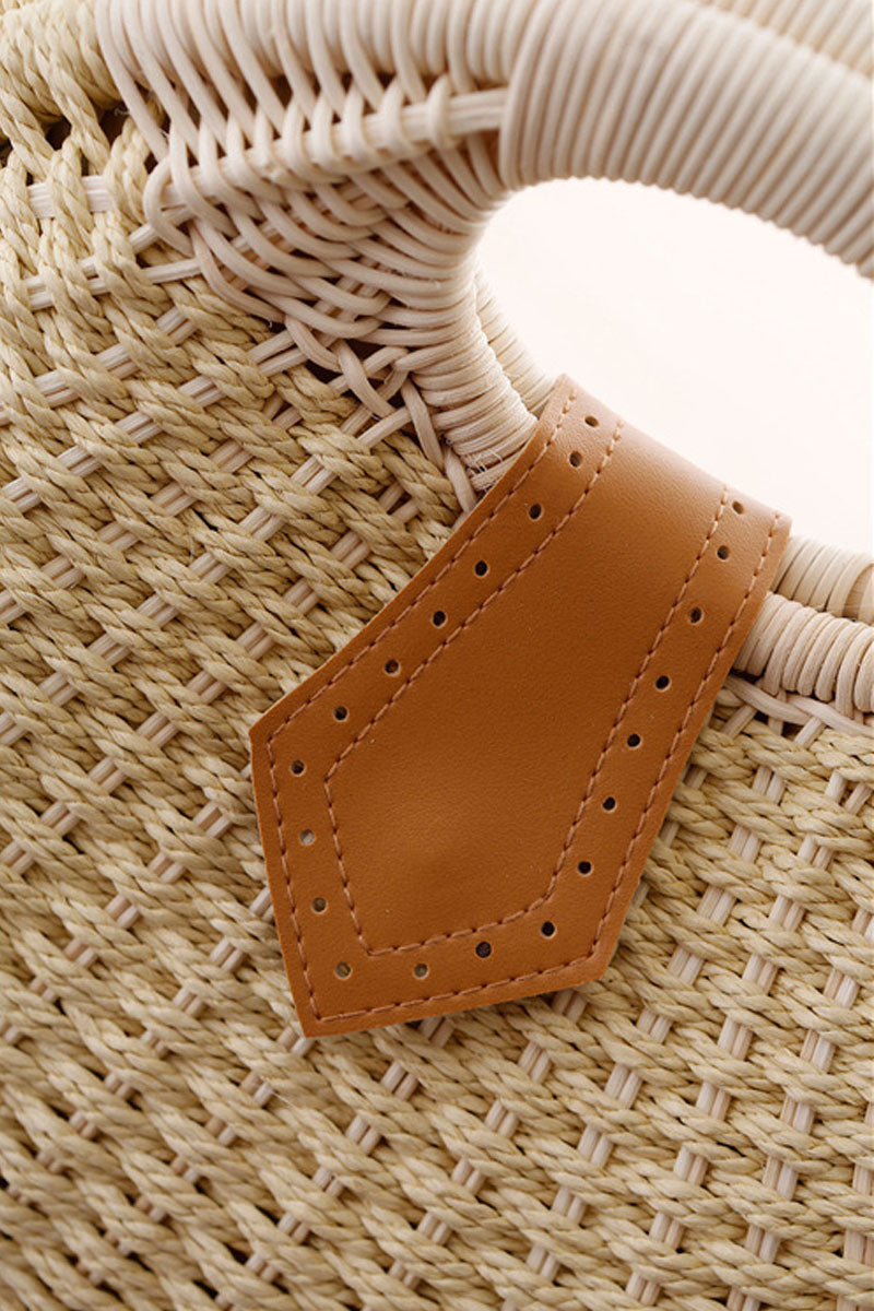 Cute Shell Shape Woven Straw Beach Handbag - Fashionpara