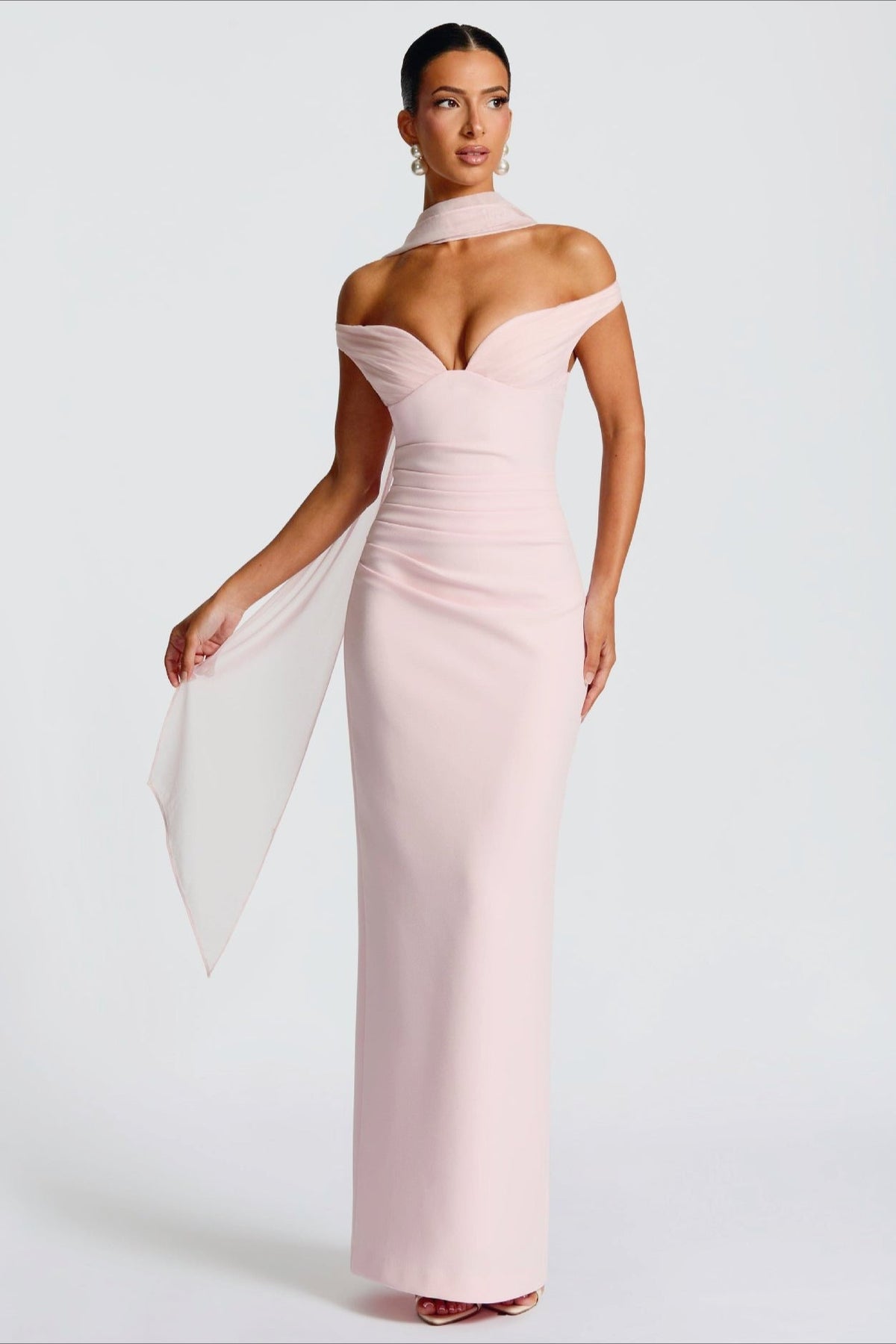Draped Off-Shoulder Sweetheart Mermaid Maxi Gown 5