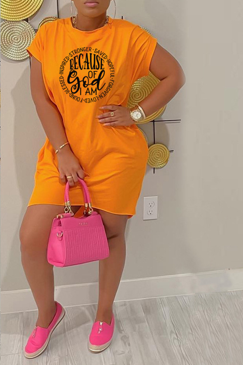 Casual Print Patchwork O Neck Straight Dresses  Fashionpara