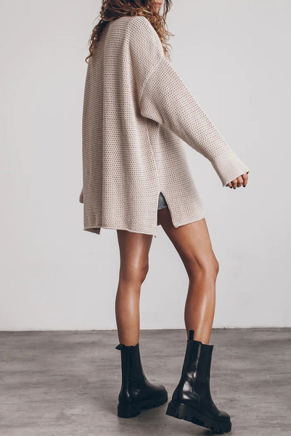 Oversized Slit Side Sweater for Effortless Cozy Style