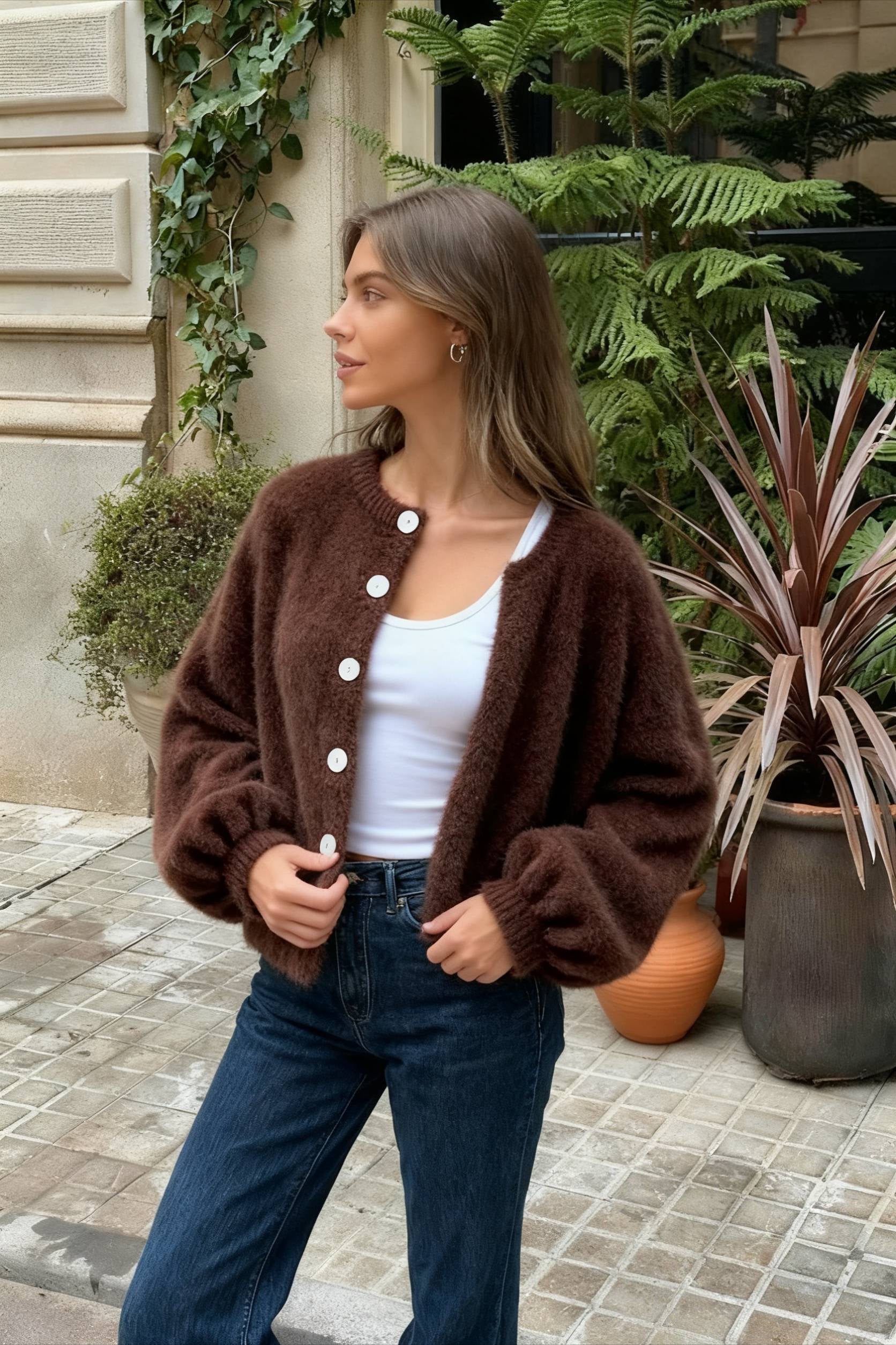 Lightweight Long Sleeve Solid Knit Cardigan - Fashionpara