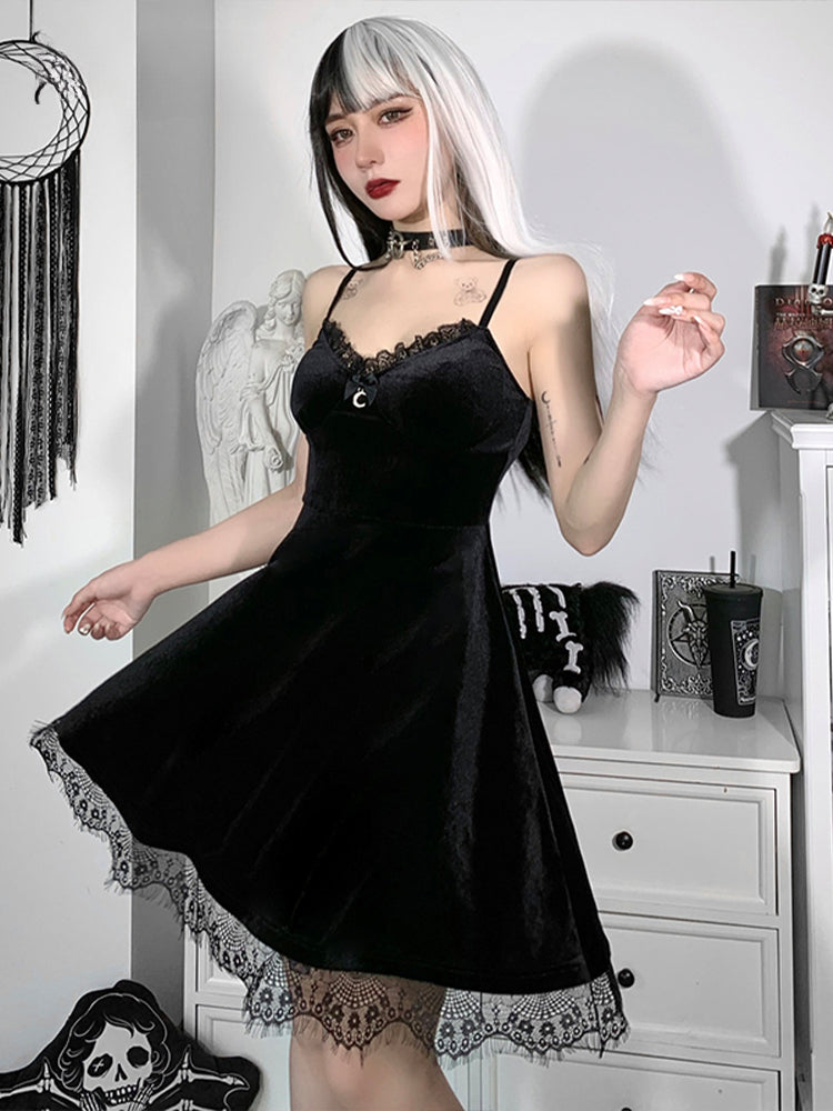 Velvet Spaghetti Strap Backless Corset Mini Dress