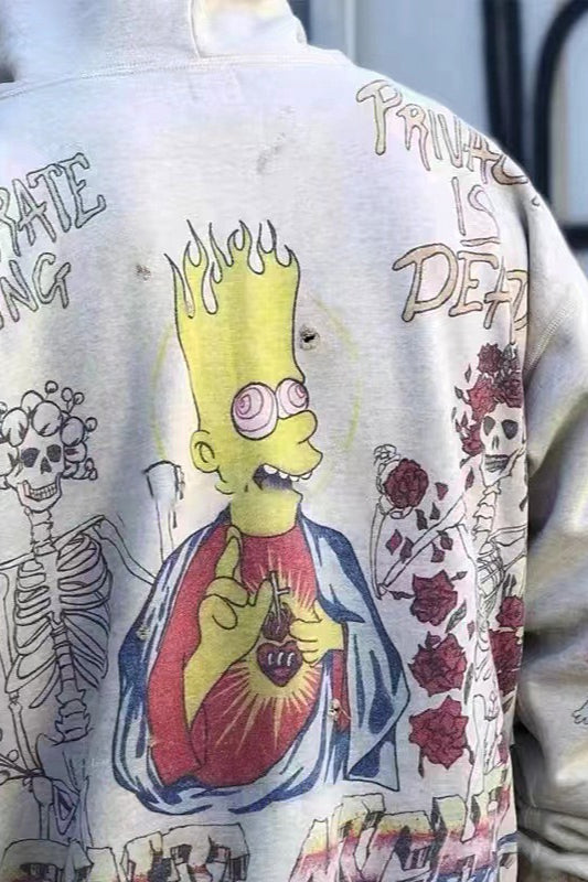Vintage Cartoon Graffiti Hoodie - Fashionpara