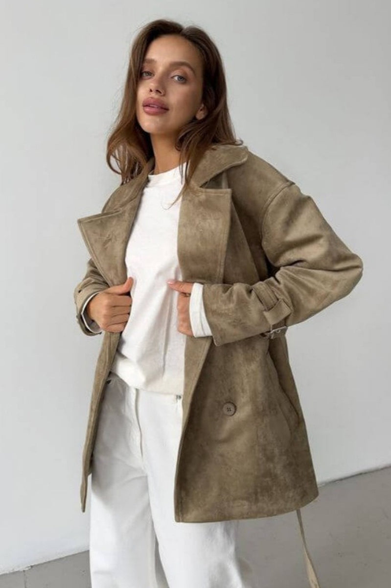 Vintage Suede Tie Waist Jacket for Timeless Style and Comfort