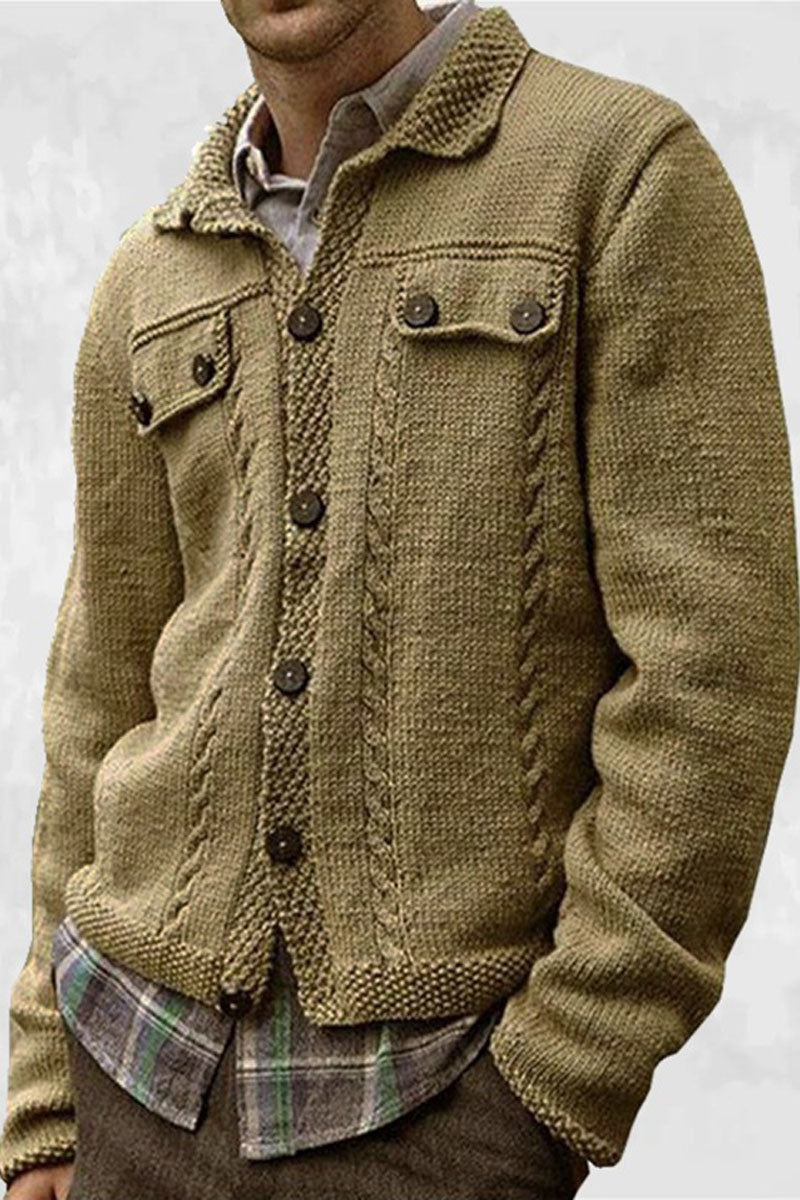 Men's Long Sleeve Solid Cardigan Knitted Jumper Jacket