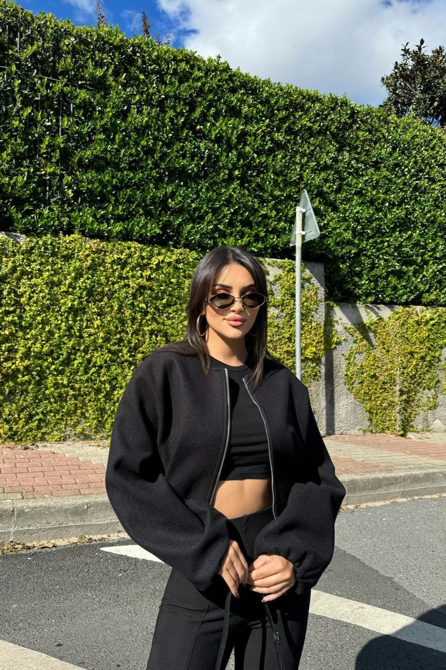 Faux Wool Short Zip Bomber Jacket 11
