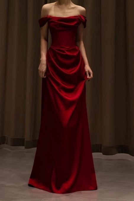 Satin Off Shoulder Formal Dress