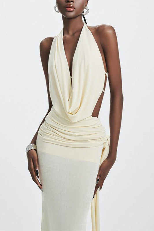 High-Waist Halter-Neck Dress