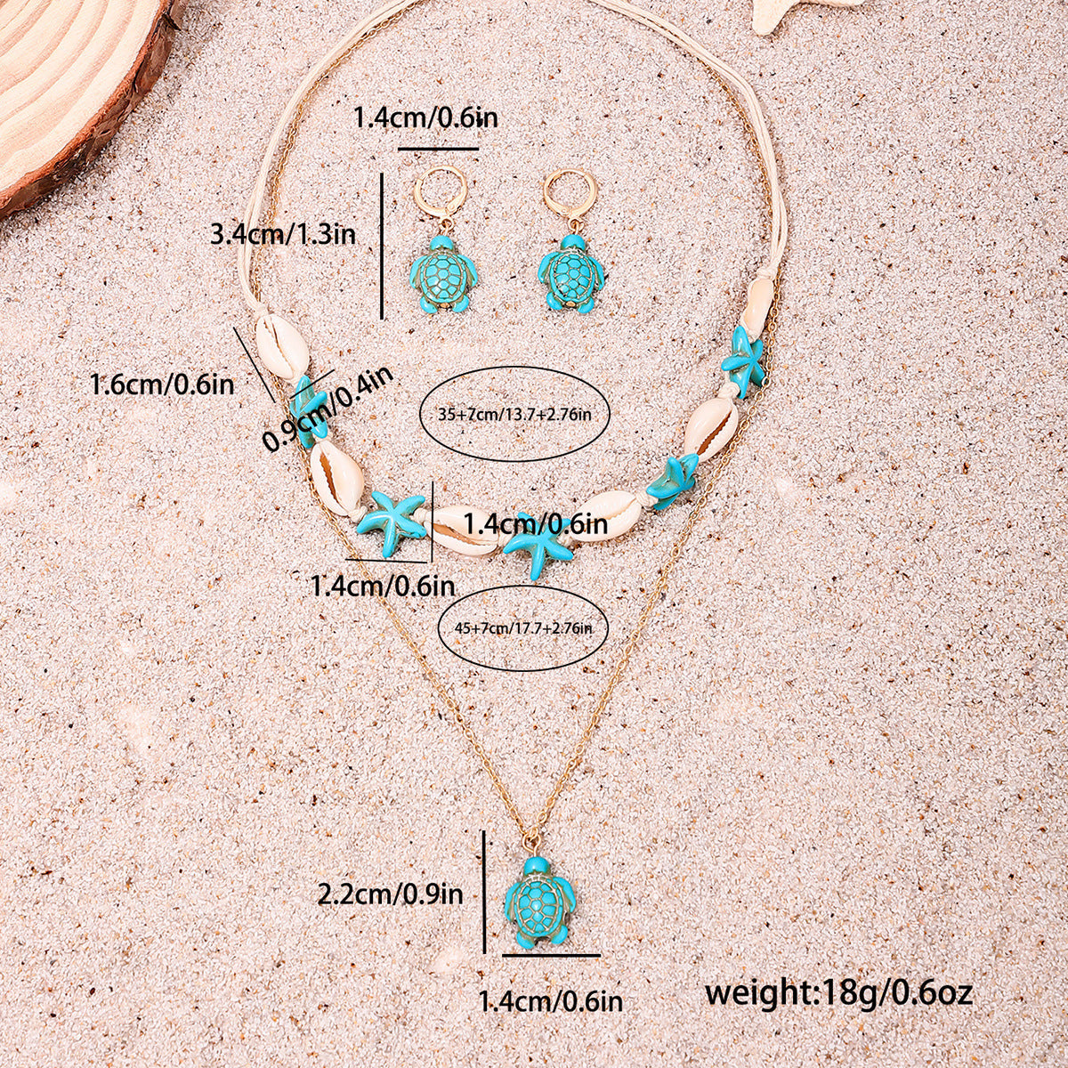 Starfish Shell Necklace and Earrings