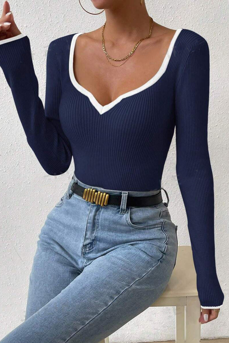 PrincessAce V-Neck Ribbed Knit Sweater for Effortless Style