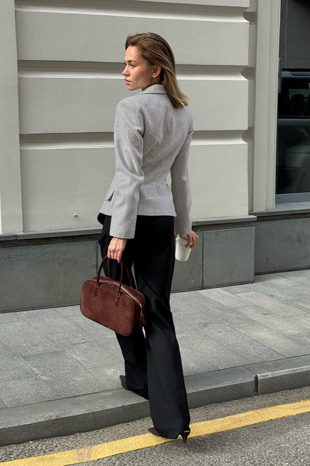 Vintage Slim Fit Gray Blazer