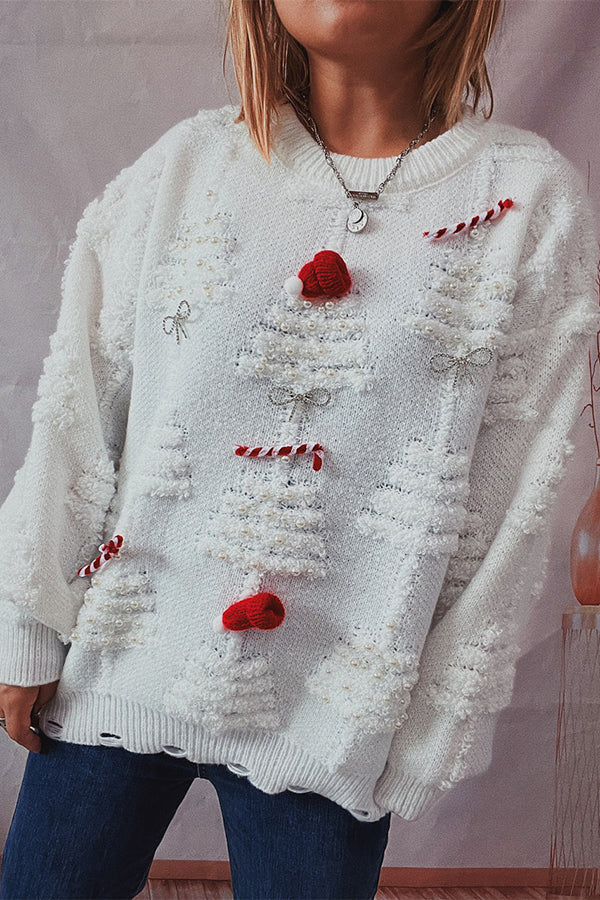 Lady Rin Christmas Knitted Crew Neck Long Sleeve Sweater