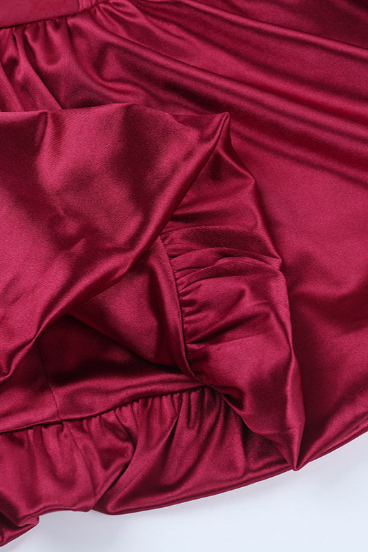 Sexy Satin Patchwork Waist-Cinched Tulip Hem Party Dress