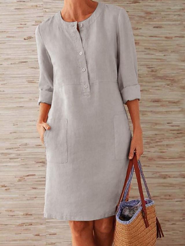 Women's Shift Dress Knee Length Dress - 3/4 Length Sleeve Summer Fall Hot Casual vacation dresses  Fashionpara