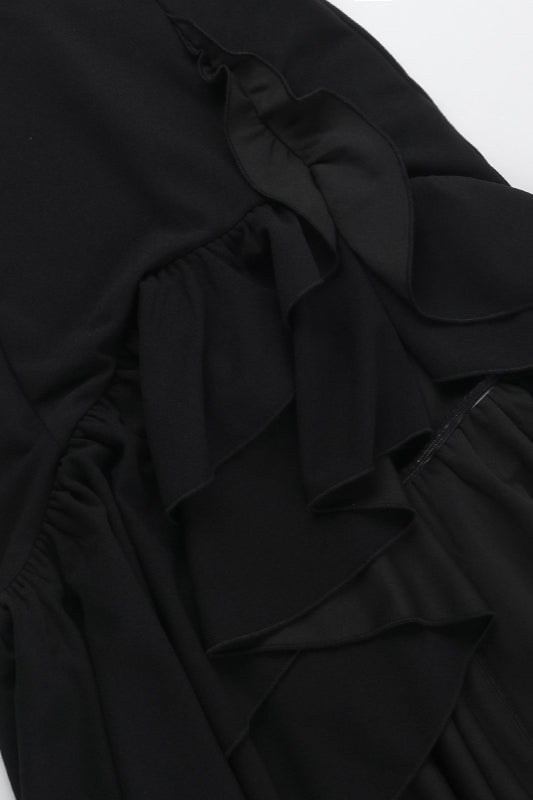Halter Deep V Ruffled Bodycon Party Dress