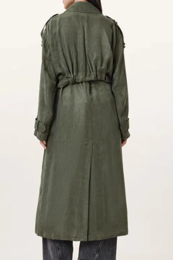 Suede Retro Casual Long Trench Blazer Overcoat - Fashionpara