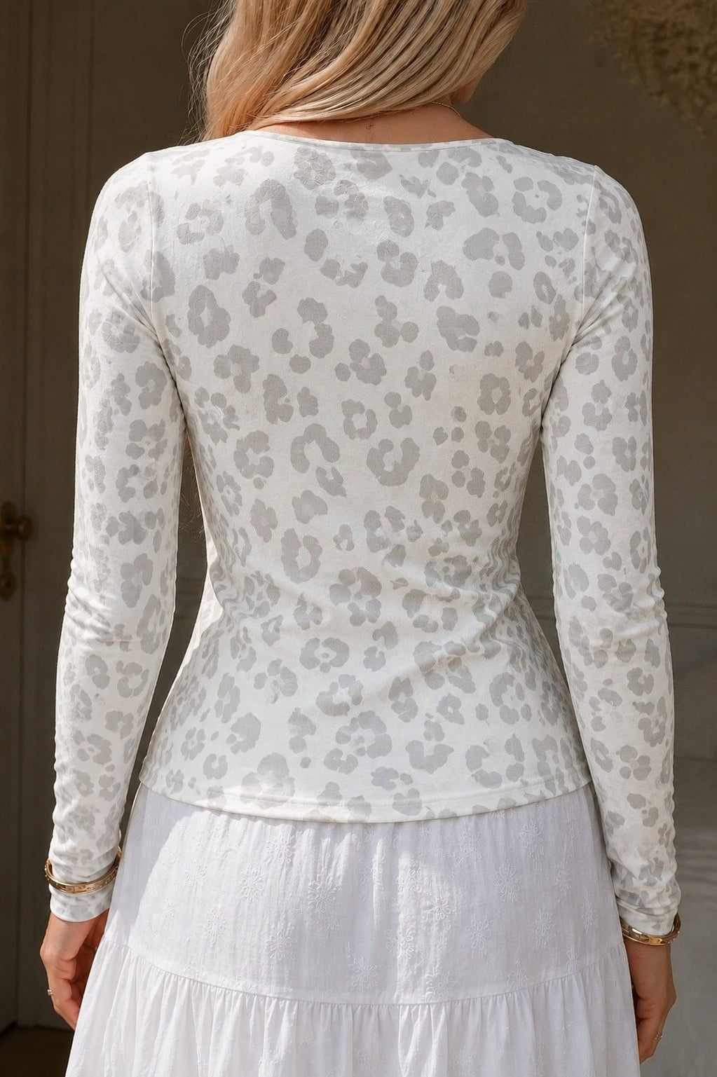 Leopard Fitted Long Sleeve Tee