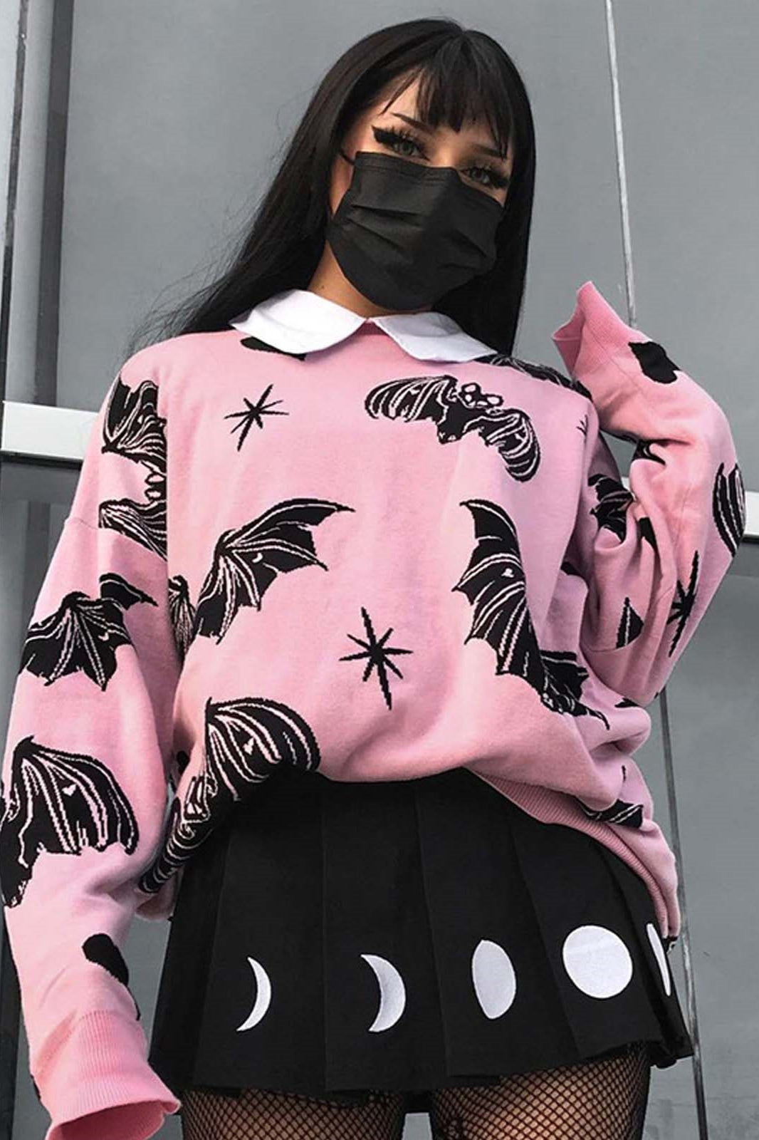 Sweet Dark Bat Sleeve Knit Sweater for Cozy Elegance