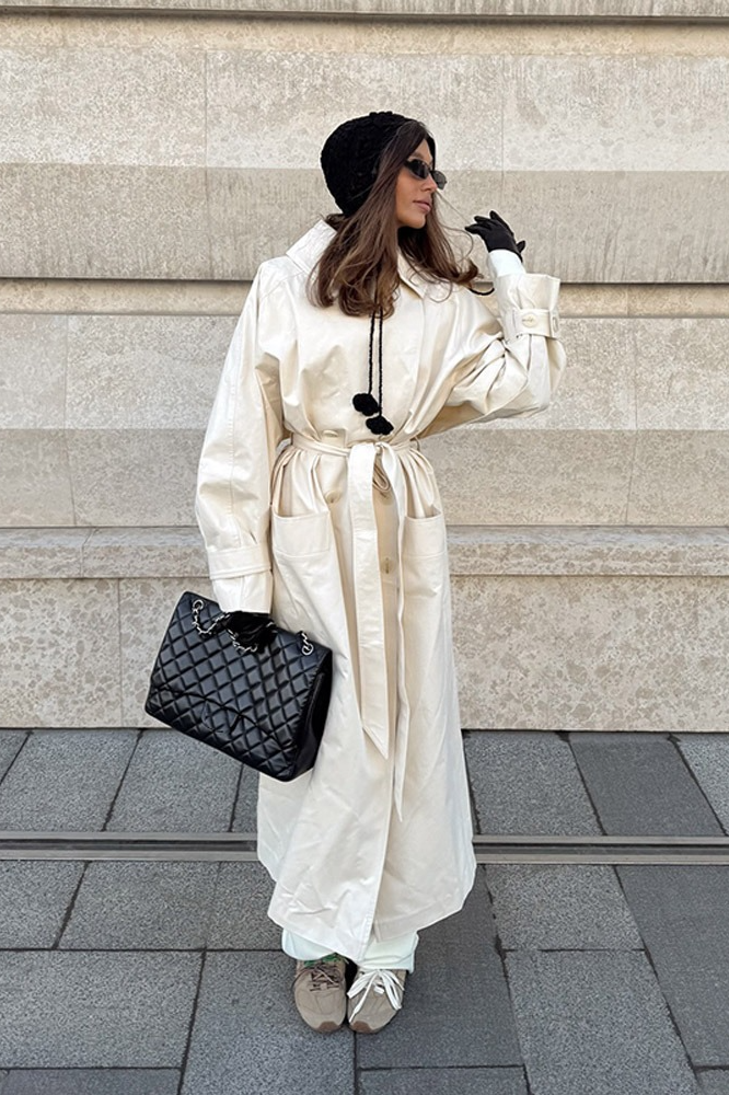 Hepburn Elegant Waist Tied Long Slim Minimalist Overcoat - Fashionpara