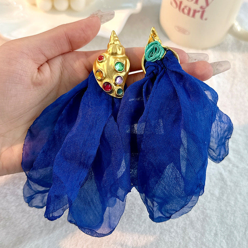 Handmade Fabric Conch Earrings