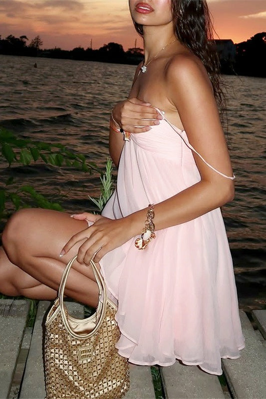Chiffon Sweetheart Babydoll Ruffle Mini Dress 3