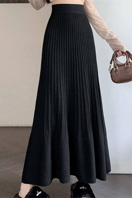 High-Waist Pleated Denim Mini Skort