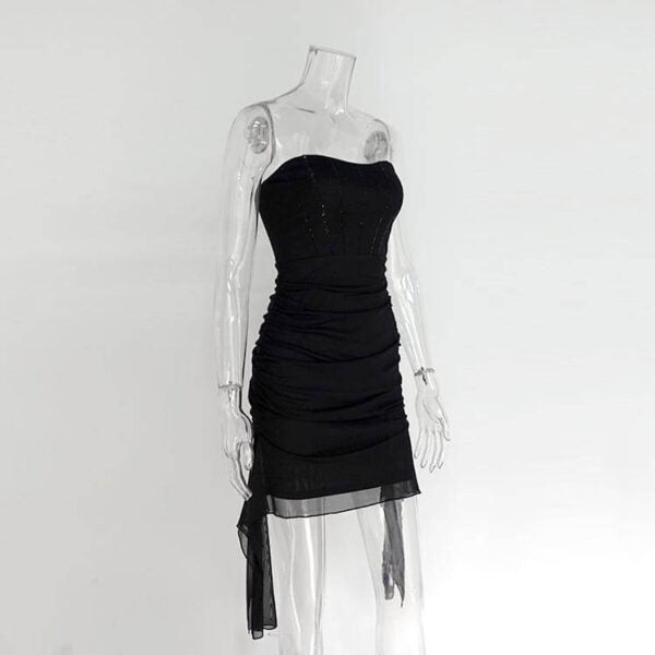 Strapless Boned Corset Ruched Handkerchief-Hem Mini Dress 7