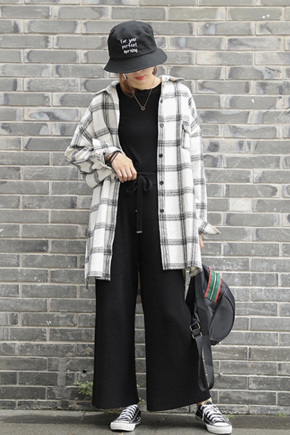 RadyRin Thick Brushed Plaid Flannel Lapel Cardigan Coat