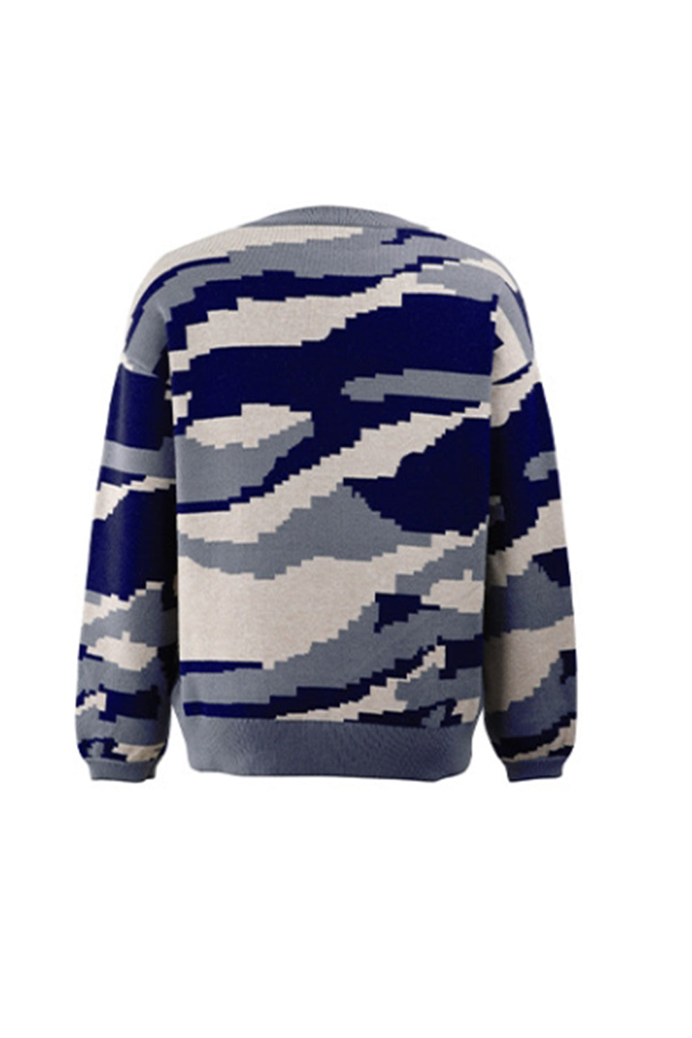 RadyRin Round Neck Camouflage Leopard Print Sweater