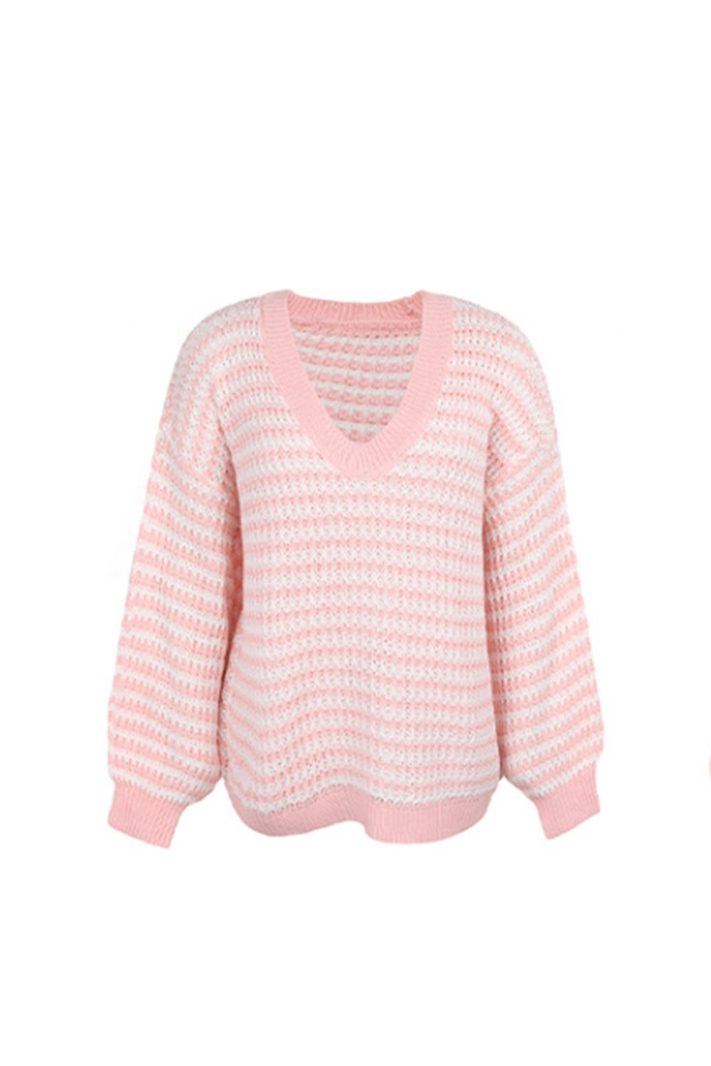 RadyRin V-Neck Striped Sweater for Effortless Elegance