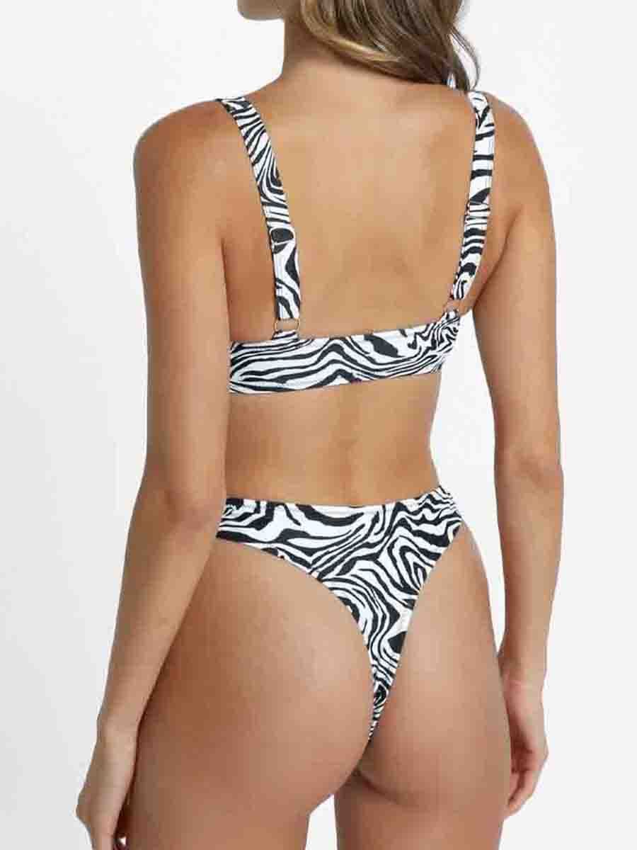 Zebra Print Two Pieces Swimsuit - Fashionpara